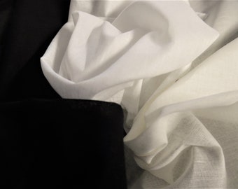 Stash Builder Lot!  100% Cotton Voiles~Basics~Black/White/Ivory~1/2 Yard Total~Great for Doll Clothes