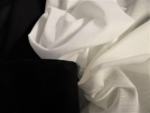 Stash Builder Lot!  100% Cotton Voiles~Basics~Black/White/Ivory~1/2 Yard Total~Great for Doll Clothes