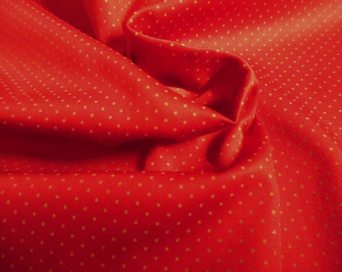 Cotton Sateen~Micro Pin Dots~Gold on Venetian Red~12"x29"