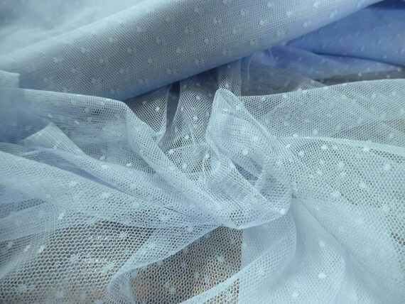 NEW SHIPMENT! Soft De Lis Netting~Nylon~Sheer~Light Blue~12"x62"~Doll Fabric~Great For Overlays