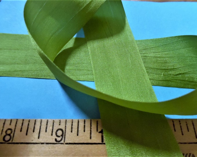 Wide Silk Ribbon~33MM x 1 Yard~MOSS GREEN~Doll Dress and Hat Trim