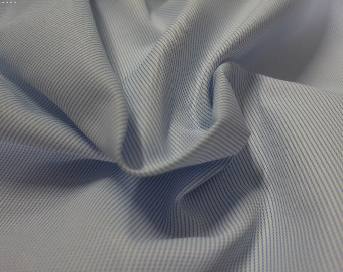Micro Stripe Cotton/Viscose Lawn Weight~Blue/White~Silky Hand~18"x29"~Doll Fabric