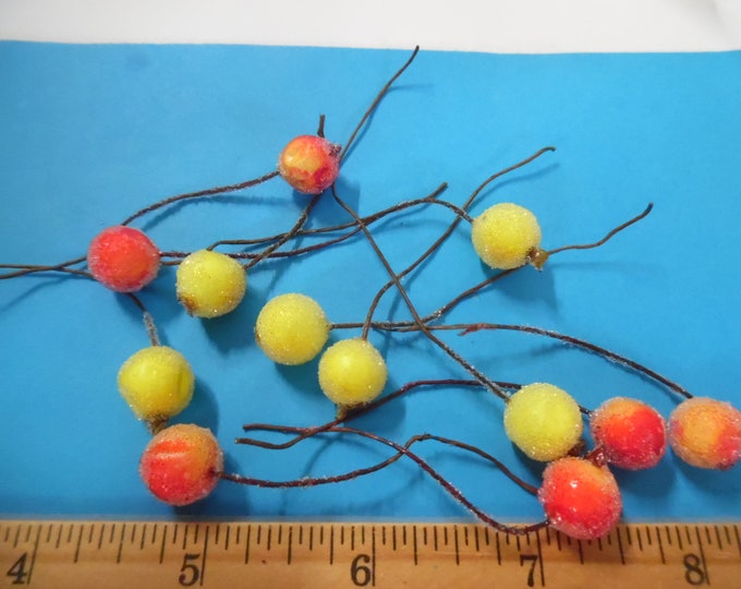 Tiny Fruit Flower Picks~Lemons~Peaches~12 Pieces~Great For Doll Hats