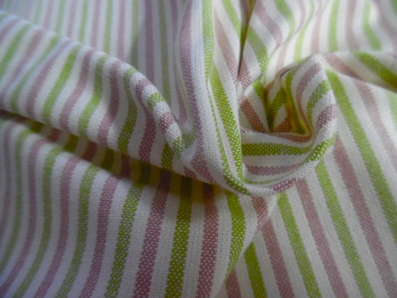 BACK IN STOCK! Cotton Suiting Fabric~Tiny Stripes~Pink/Green/White~18"x28"~Medium Weight