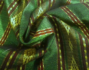 Jacquard Damask~Natural Fibers~Green/Gold/Wine~18"x20"~Doll Fabric