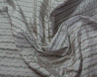 100% Silk Brocade~Miniature Scale~Micro Floral Stripes~Pink/Blue~19"x20"~Japan