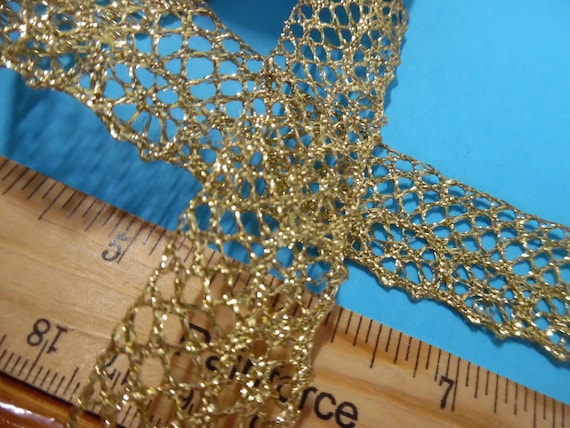 Metallic Gold Lace~Cotton/Rayon~1"Wide~BY THE YARD