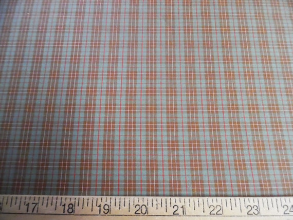Italian Cotton Lawn~Tiny Plaid~Caramel/Sage~Silky Hand~18"x30"~Doll Fabric~Great for Hurets
