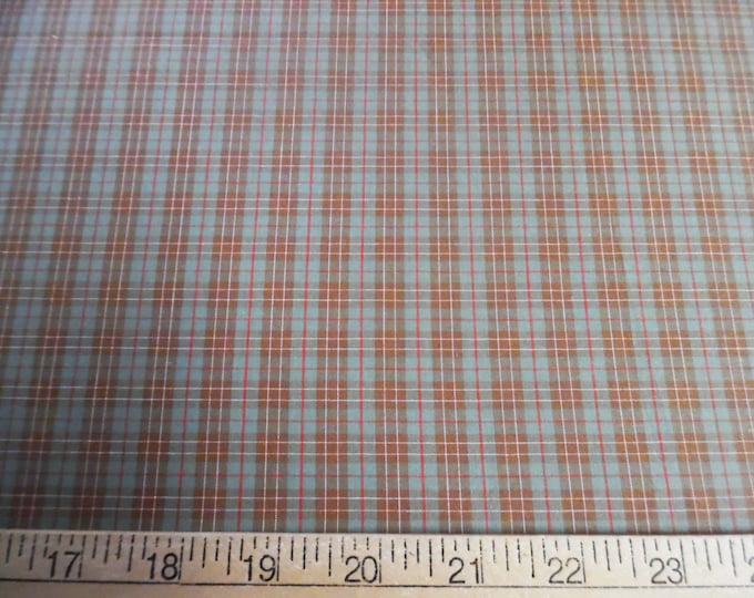 Italian Cotton Lawn~Tiny Plaid~Caramel/Sage~Silky Hand~18"x30"~Doll Fabric~Great for Hurets