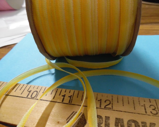 Vintage 1950's Ombre Rayon Ribbon~Shades of Yellow~ 1/4"wide~3 Yards~Great for Ribbon Embroidery!