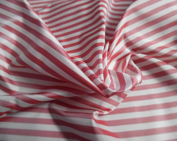Small Stripe Silk Taffeta~Red/White~12"x22"~Light Weight~Crisp~ONLY LISTING!