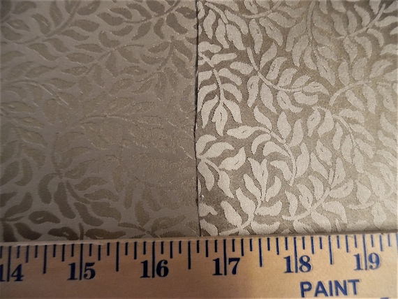 High End Silk Jacquard Satin~Small Scale Leaf Print~Shades of Gold~12"x27"~Doll Fabric