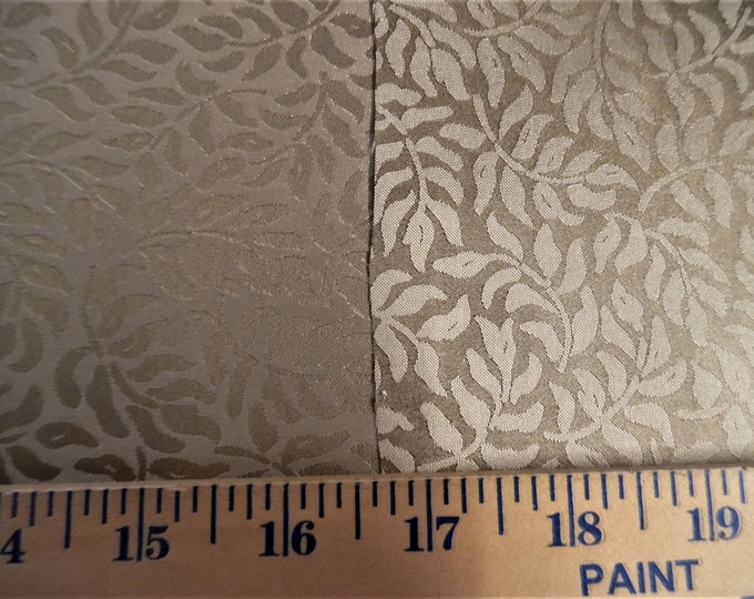 High End Silk Jacquard Satin~Small Scale Leaf Print~Shades of Gold~12"x27"~Doll Fabric