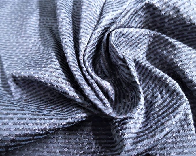Micro Stripe/Dot Jacquard Silk~Periwinkle & Dark Blue~Reversible~9"x27"~Doll Fabric
