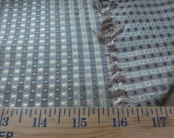 Silk Jacquard~Micro Diamond Design~Old Gold~Reversible~9"x27"~Doll Fabric~Miniatures