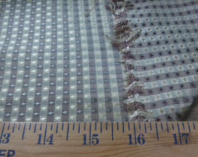 Silk Jacquard~Micro Diamond Design~Old Gold~Reversible~9"x27"~Doll Fabric~Miniatures