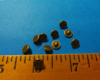 Metal Shank Buttons~Filligree Design~BRONZE/BLACK~7MM~Set of Five~Modern, Antique & Vintage Dolls