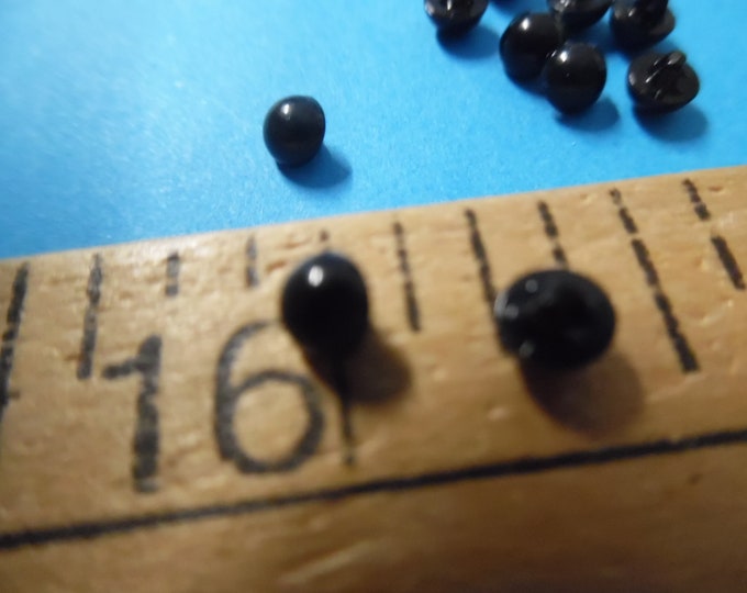 Tiny Acrylic Mushroom Buttons~3MM~Jet Black~10 pack