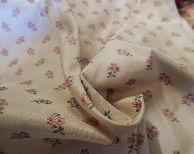 100% Silk Brocade~Miniature Scale~Embroidered Pink Flowers on Off White~19"x20"~Japan~KS150