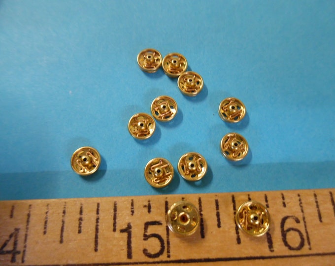 Small Size~Sew On Snaps For Doll Clothing~GOLD~12 Sets~6MM