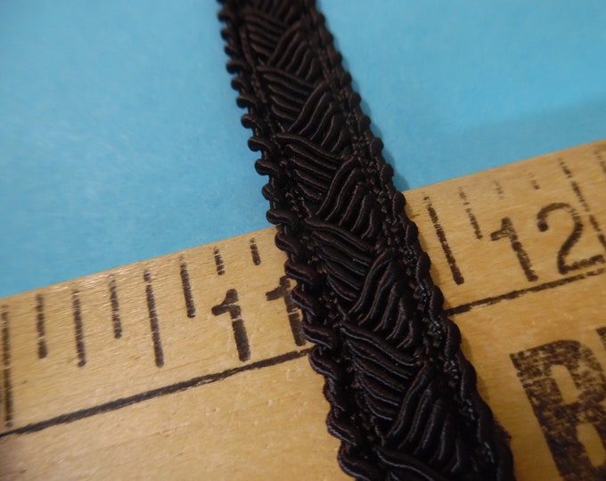 Fancy Flat Braid~100% Rayon~Dark Brown~1/2"~By The Yard~Doll Trim