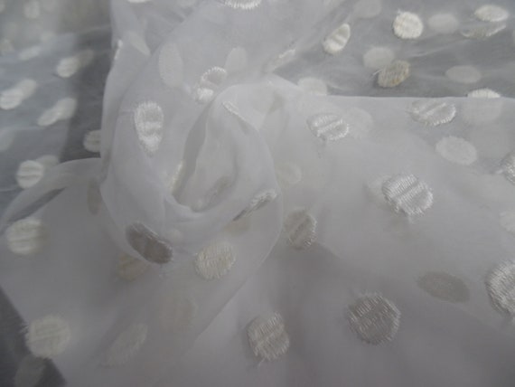 Vintage Embroidered Sheer Rayon~White~Soft Hand~Flappers~12"x44"
