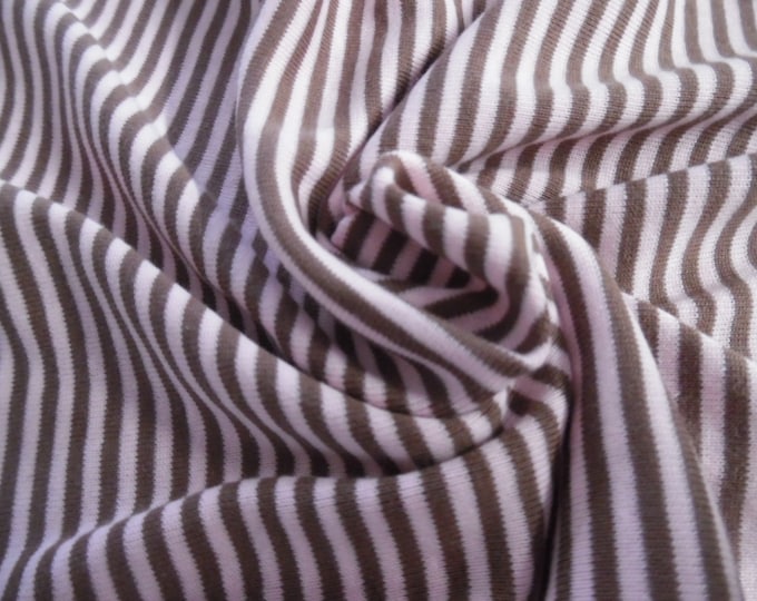 Tiny Stripe Cotton Jersey~Brown & Pink~12"x32"~Doll Tops, Hats, Leggings, ect!