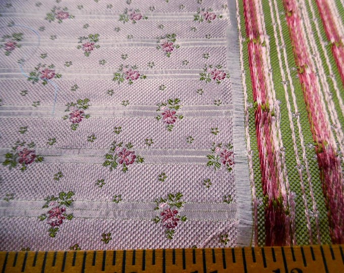 100% Silk Brocade~Miniature Scale~Purple Roses on Dusty Lavender Pink~KS-195~19"x20"~Japan
