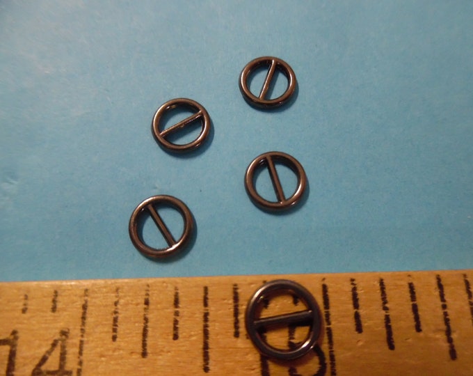 Round Metal Doll Buckles~Gunmetal Black~3/8"~Set of 5