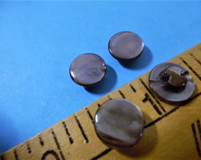 Vintage All Glass Round Buttons~Grey Pearl~10MM~Set of Four~Modern, Antique & Vintage Dolls