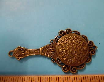 Antique Look French Fashion Doll Hand Held Mirror~Antique Bronze~Style 2