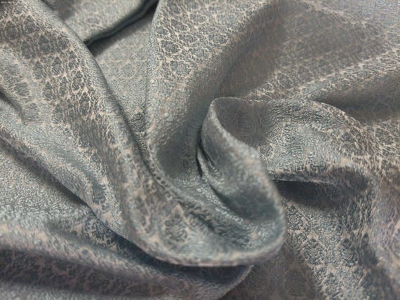 100% Silk Brocade~Miniature Scale Damask~Baby Blue/Pearl~19"x20"~Japan