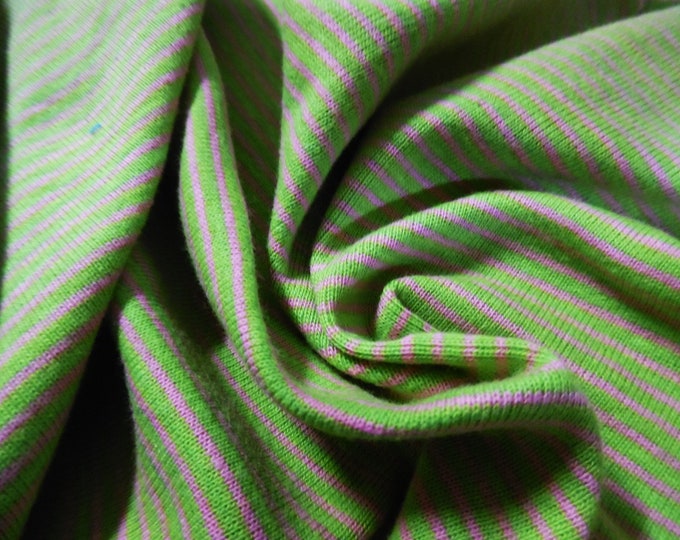 Micro Pinstripe Cotton Jersey~Neon Pink & Green~15"x31"