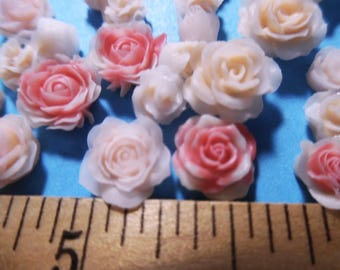 Tiny Resin Roses~Assorted Shades of Peachy Pink~20pc's~Adornments