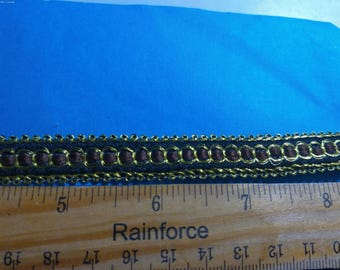 Vintage Fancy Gimp Braid~Metallic Gold/Brown/Black~1/2"xBTY~Doll Trim