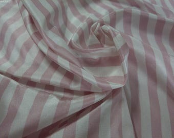 High End Silk Taffeta~Small Stripes~Vintage Pink/White~9"x28"~Doll Fabric