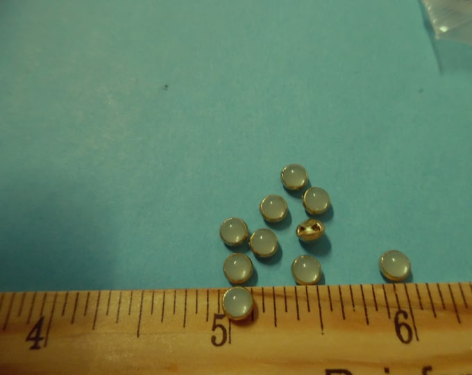 Doll Buttons~Smooth Dome~Light Aqua~ Gold Setting~Flat back~Sew On~Set 10~4MM