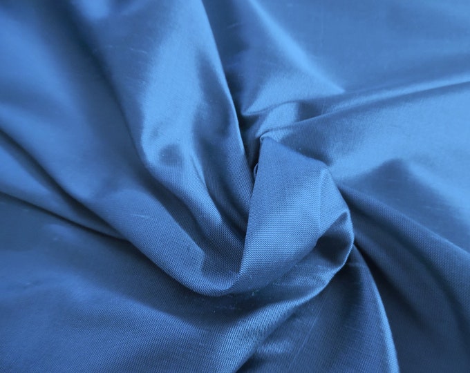 Silk Shantung Taffeta~Medium Blue~12"x27"~Doll Fabric