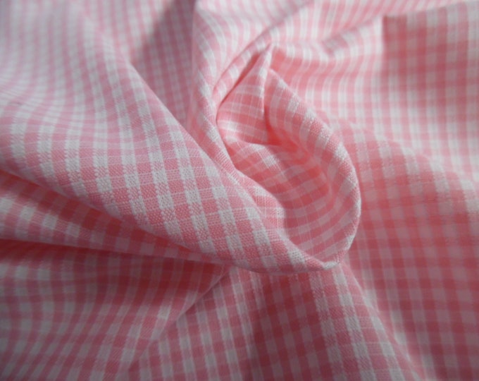 Tiny Plaid~Lt.Weight Cotton~Rose Pink/White~12"x30"~Slightly Textured~Great Doll Fabric