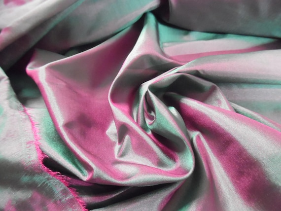 Silk Shot Tissue Taffeta~Fuchsia/Green~9"x22"~Great for Miniatures