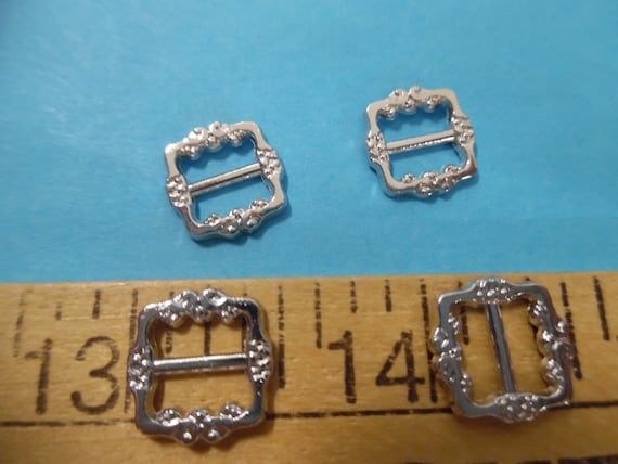Bright Silver Square Metal Doll Buckles~Georgian Style~12MM (1/2")~Set 4~Modern, Antique, & Vintage Dolls