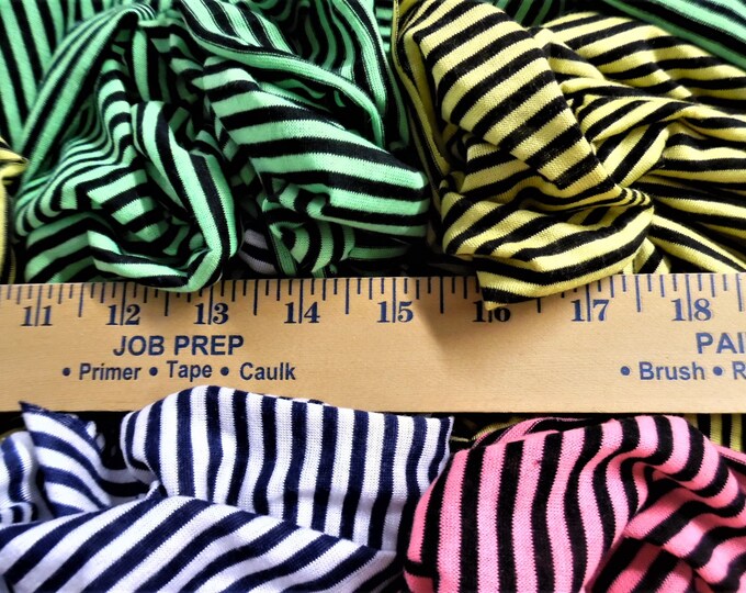 Tiny Stripe Jersey Knit Assortment~4 Color Combos~Great 4 hats, socks, tops, ect.
