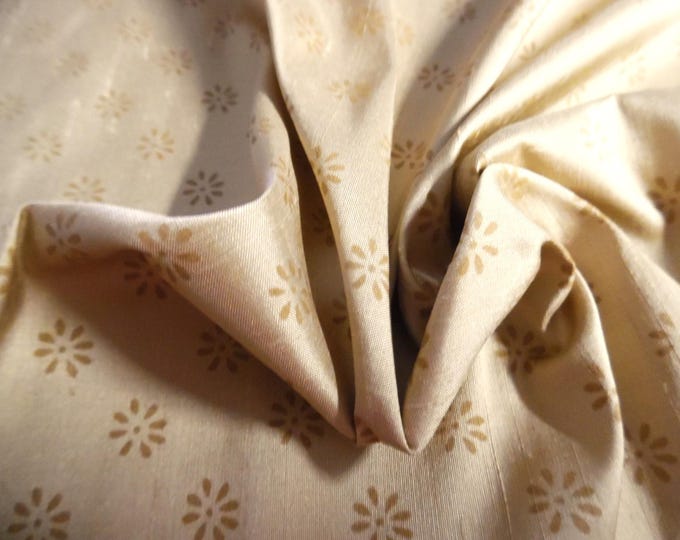 SPECIAL! Silk Dupioni Taffeta~Micro Floral Print~Biscotti Tan & Bronze~18"x27"~Doll Fabric