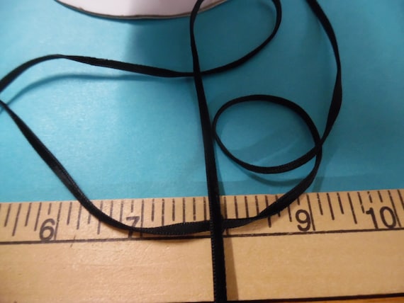 Tiny Velvet Ribbon~3MM~Jet Black~3 Yards~Doll Dress and Hat Trim!