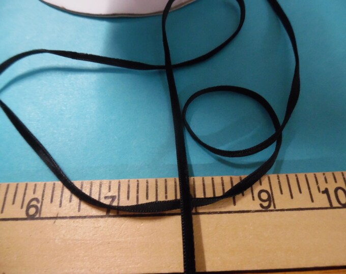 Tiny Velvet Ribbon~3MM~Jet Black~3 Yards~Doll Dress and Hat Trim!