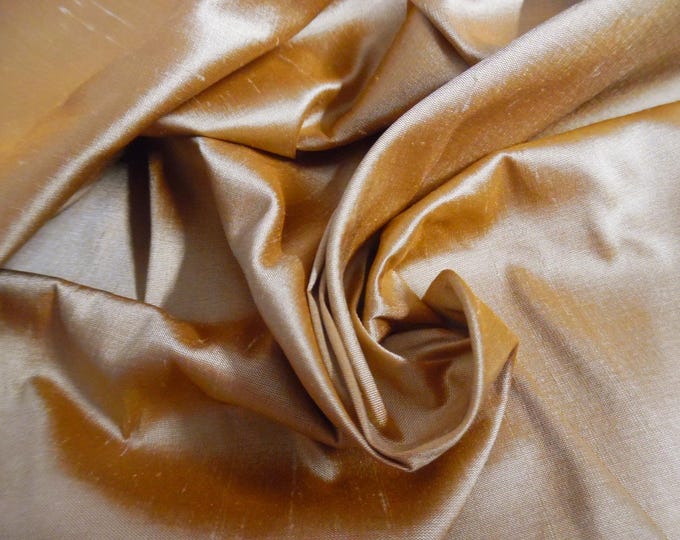 100% Silk Shantung~Silk Shot~Caramel Frost~High End~9"x27"~Doll Fabric