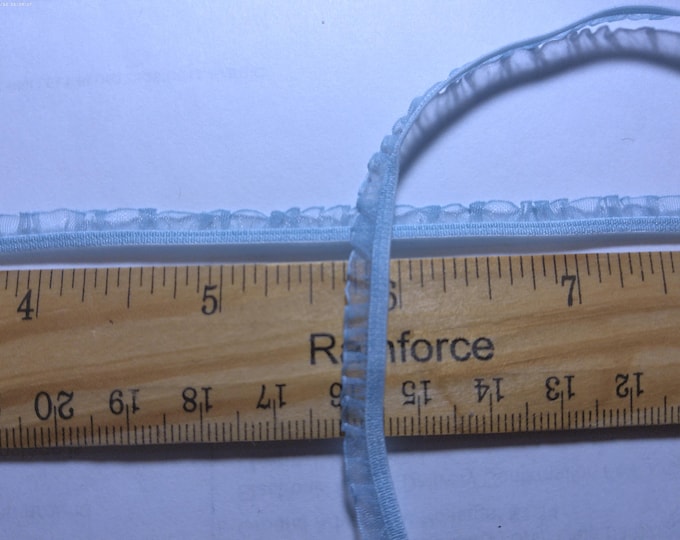 Tiny Ruffled Elastic~6MM wide~Light Blue~BY THE YARD~Doll Trim