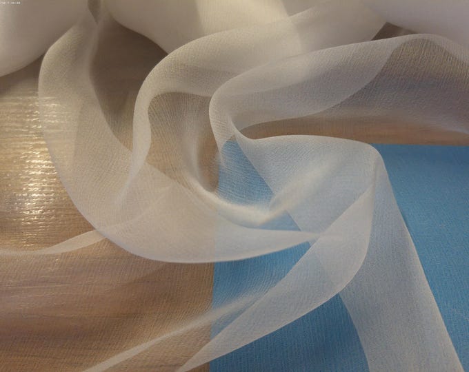 100% Silk Gauze in White~Super Soft & Sheer~12"x58"~Overlays~Doll Fabric