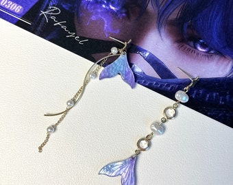 Mermaid Earrings, Mermaid Clip-On Earrings, Rafayel Inspired Mermaid Earrings, Love and Deepspace