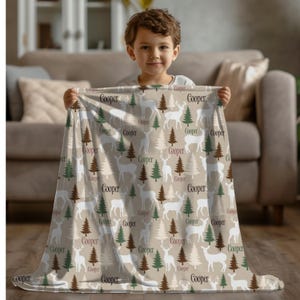 Personalized Deer Blanket, Custom Blanket for Deer Hunters, Cozy Plush Blanket, Rustic Nursery Decor, Baby Shower Gift
